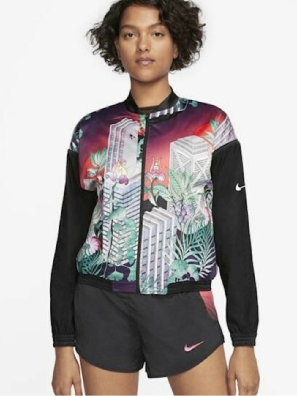 Nike Reversible Japanese Graphic Satin Running Bomber Jacket | S